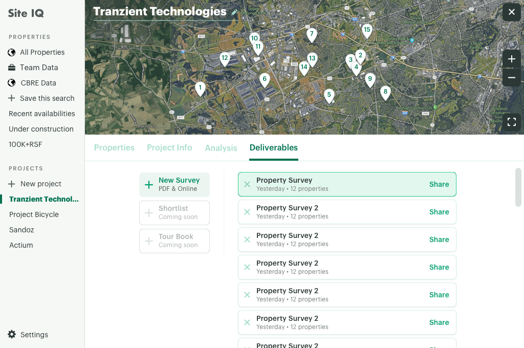Screenshot of the Site IQ app