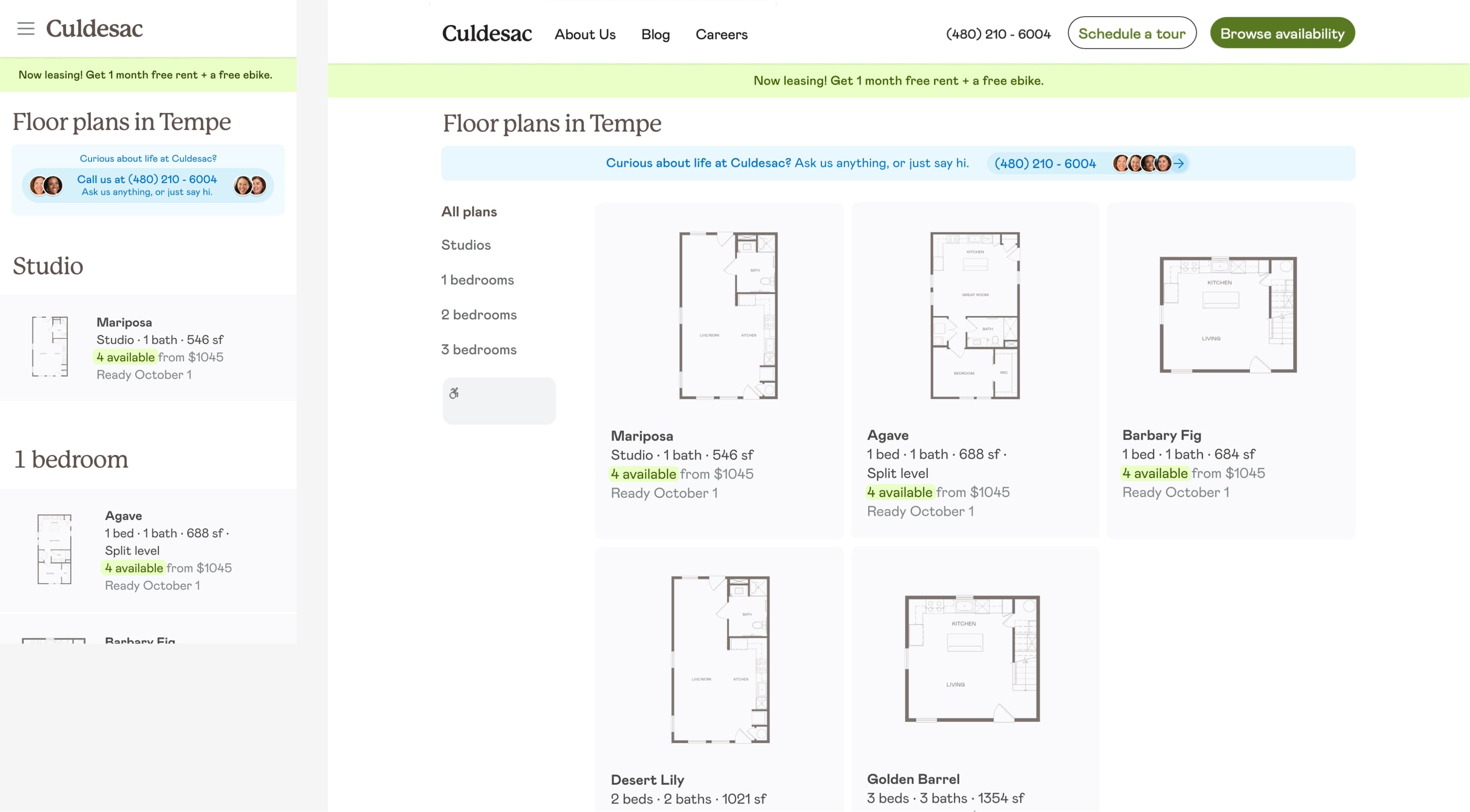 Screenshots from the Culdesac leasing application