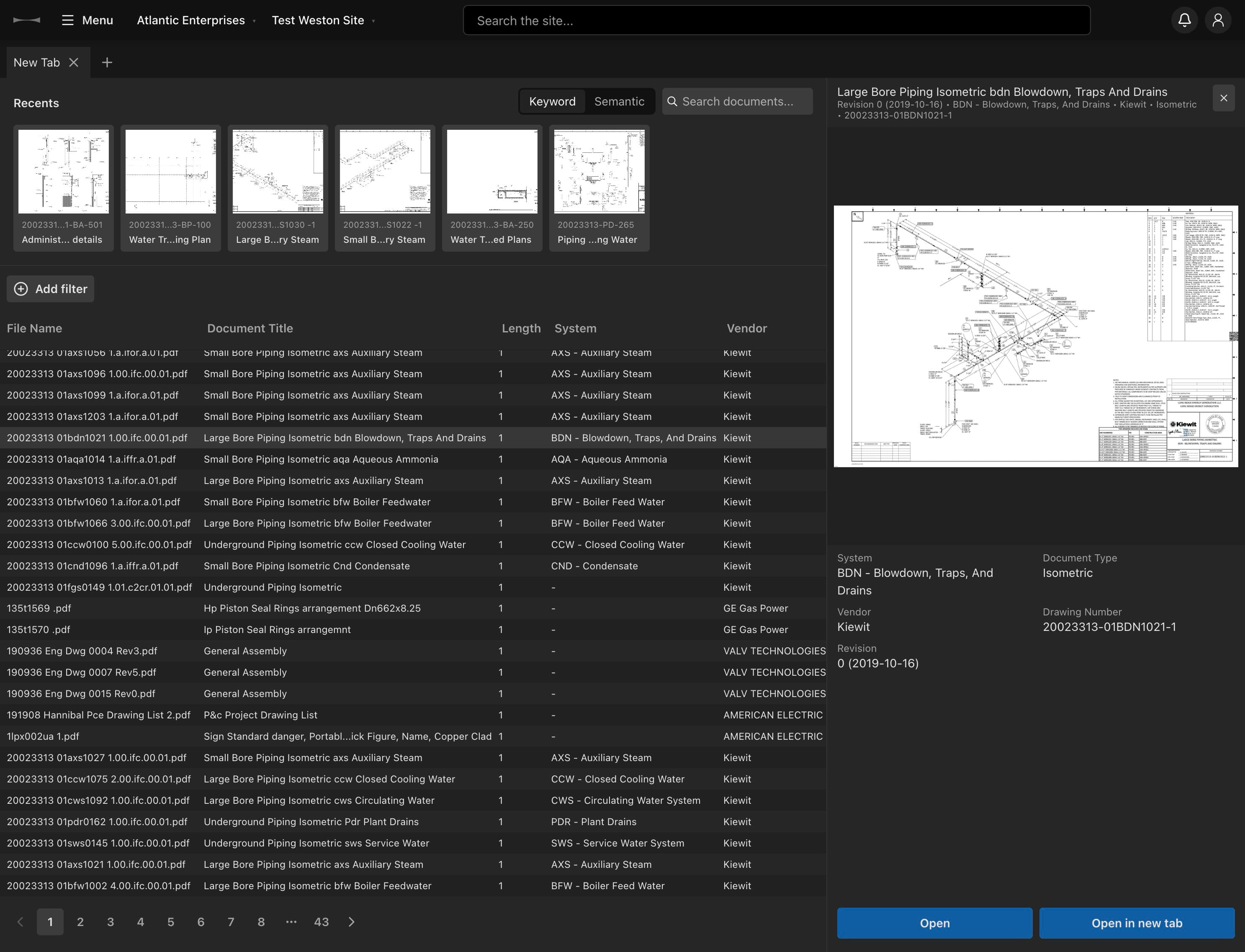 A screenshot of the file browser page of my redesign.