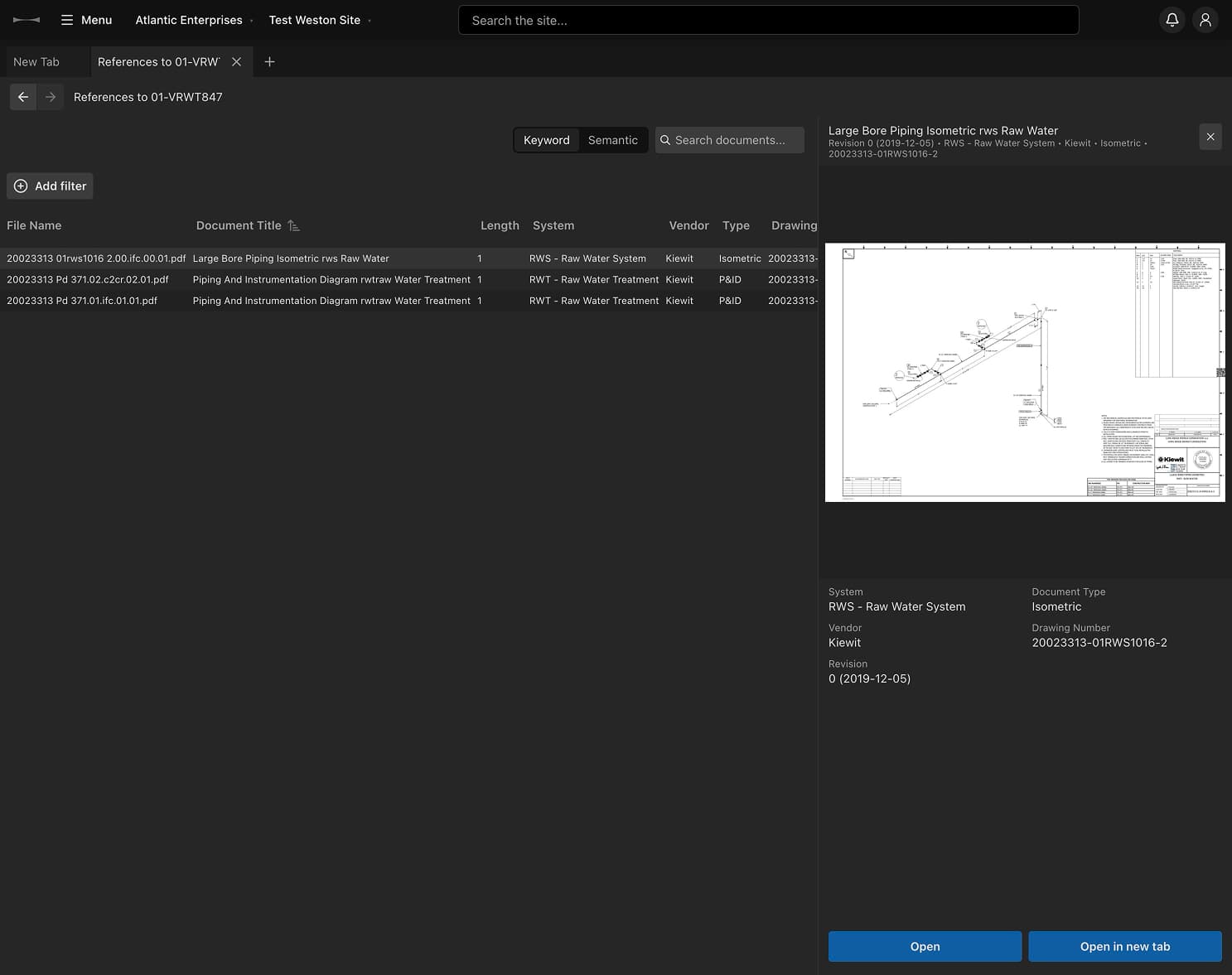 A screenshot of the new design's UI for navigating between linked documents.