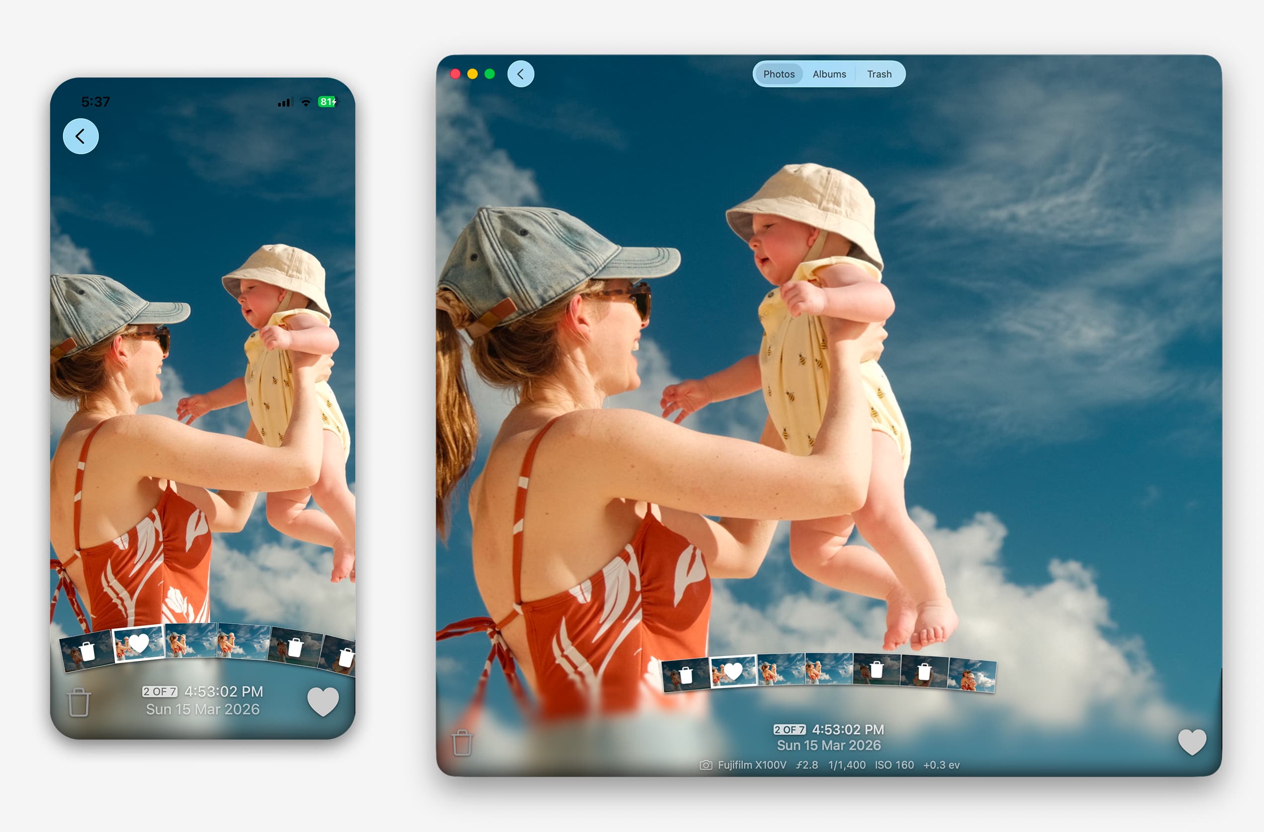 Screenshot of the Shutterbug grid on Mac and iPhone.